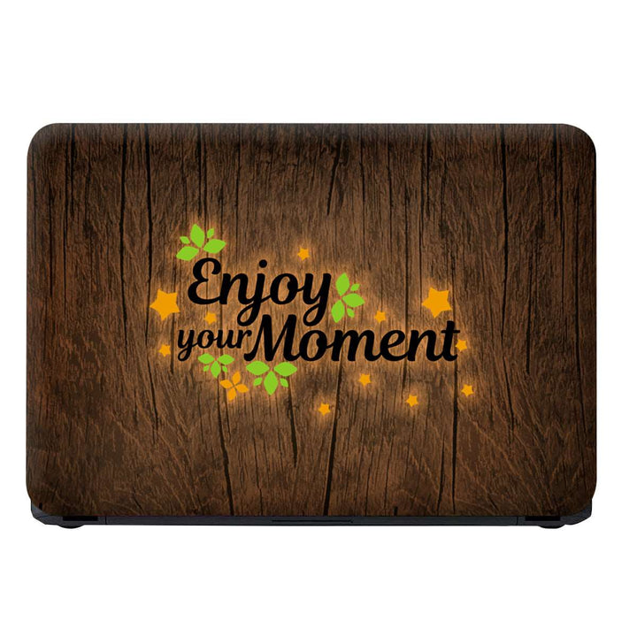 Laptop Skin - Enjoy Your Moment on Brown Wooden