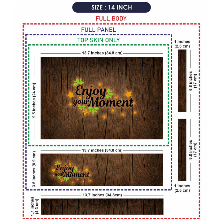 Laptop Skin - Enjoy Your Moment on Brown Wooden