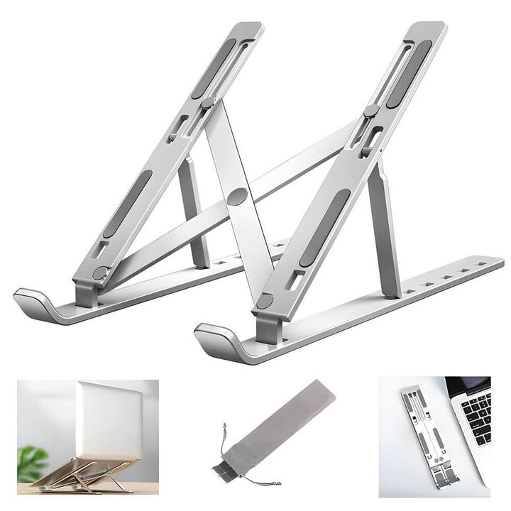 6 Angles Adjustable Aluminum Ergonomic Foldable Portable Tabletop Laptop Riser Stand - SkinsLegend