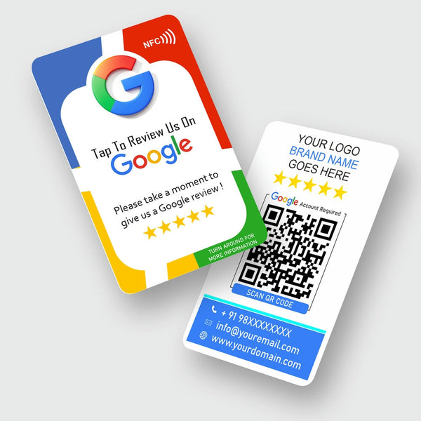 Clean White Google Review Card | QR Code and NFC Chip | Tap or Scan