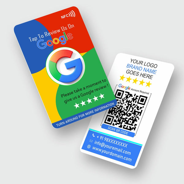 Dynamic Color Google Review Card | QR Code and NFC Chip | Tap or Scan