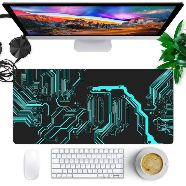 Anti-Slip Desk Mat Gaming Mouse Pad - Digital Circuitry Topography