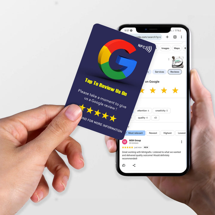 Google Review Card Deep Blue