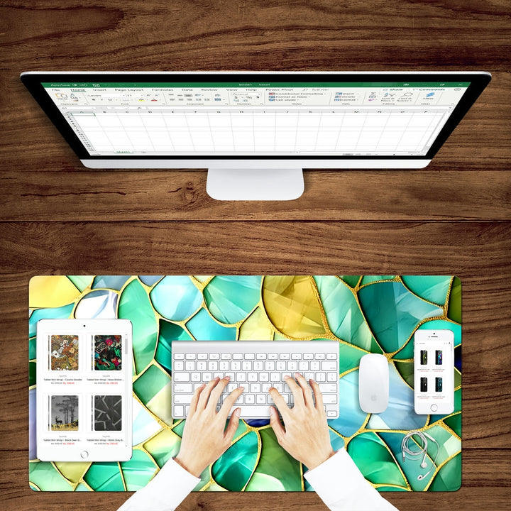 Anti-Slip Desk Mat Gaming Mouse Pad - Colorful Mosaic