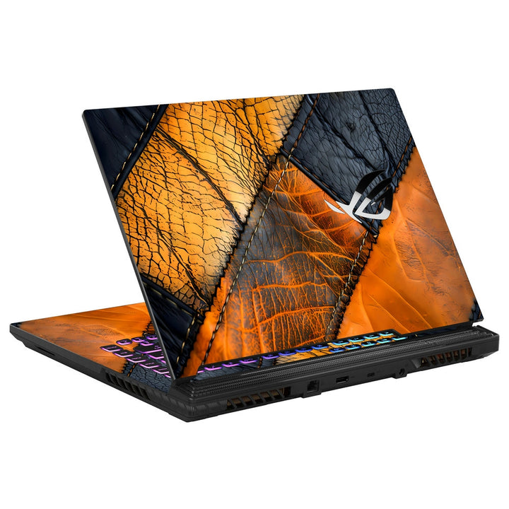 Asus Laptop Skin - Orange and Blue Leather Abstract