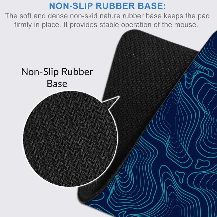 Anti-Slip Desk Mat Gaming Mouse Pad - Dark Blue Contour Line