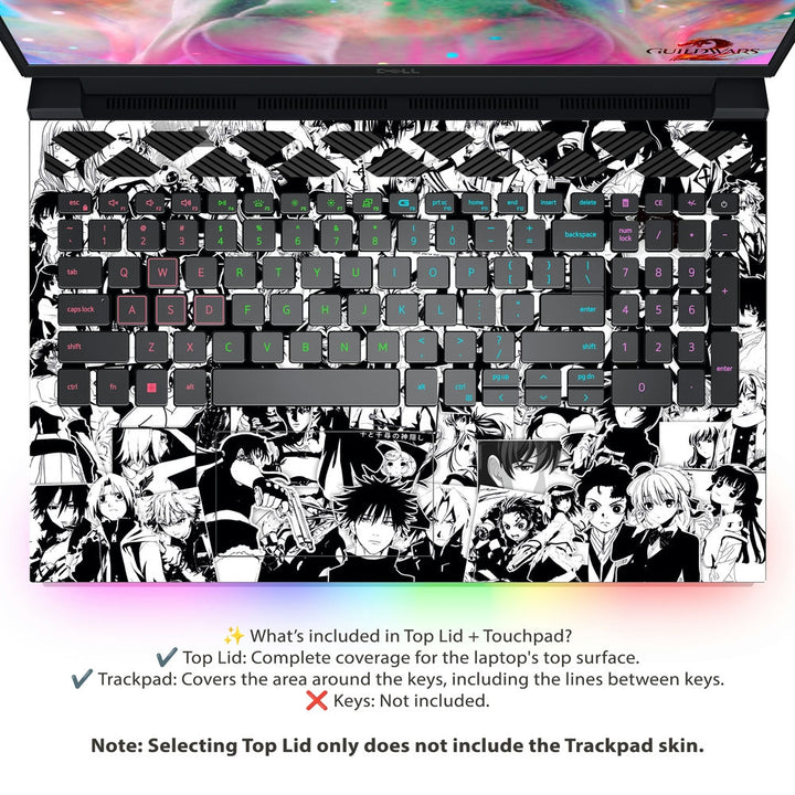 Dell Laptop Skin - Anime Sticker Bomb BW DS2