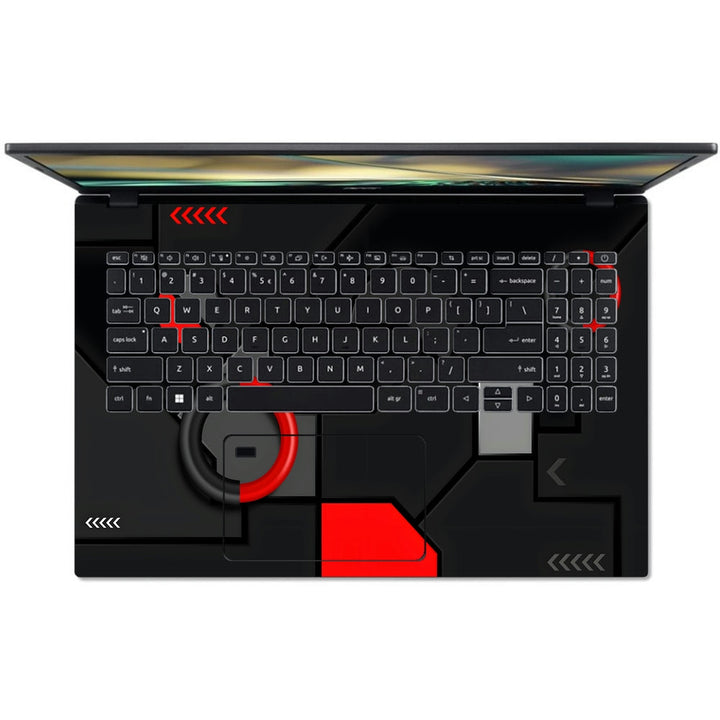 Acer Laptop Skin - Abstract Tech Circles with Red Accents