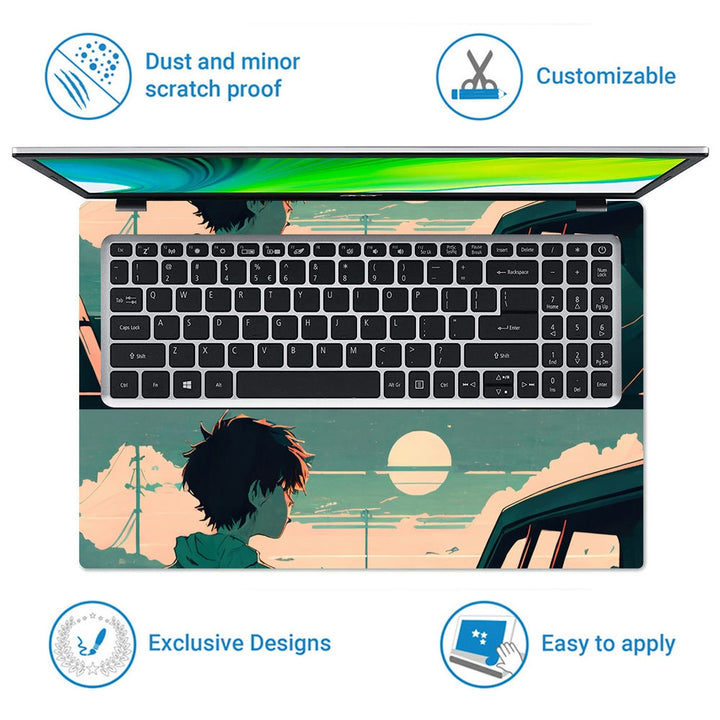 Laptop Skin - Anime Boy Watching Sun