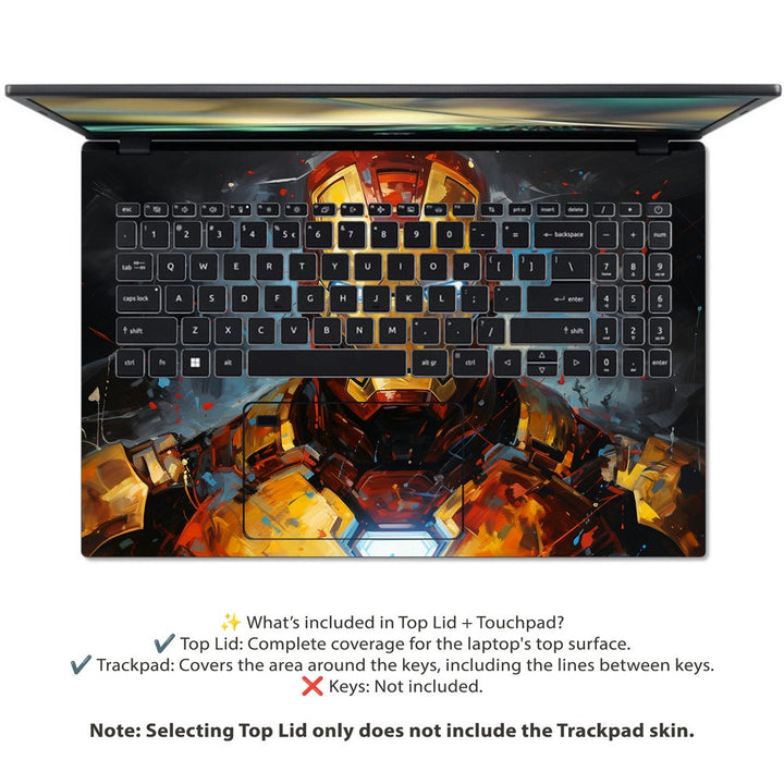 Acer Laptop Skin - Iron Man Brush Stroke Art