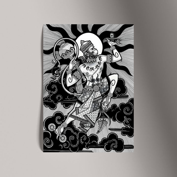 Self Adhesive Textured Vinyl Poster Lord Hanuman Divine