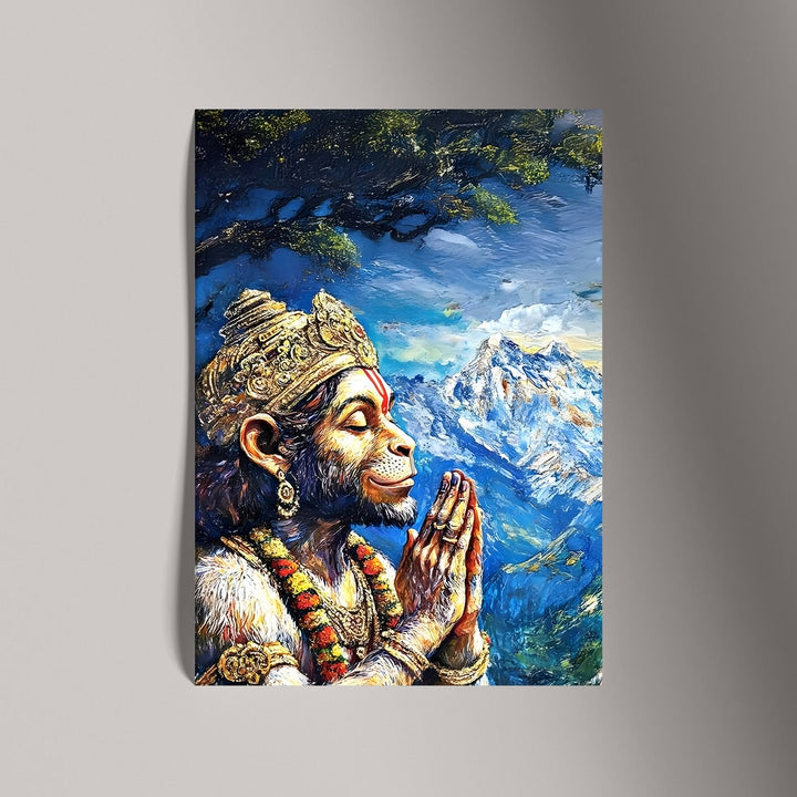 Self Adhesive Textured Vinyl Poster Hanumans Devotion in the Himalayas