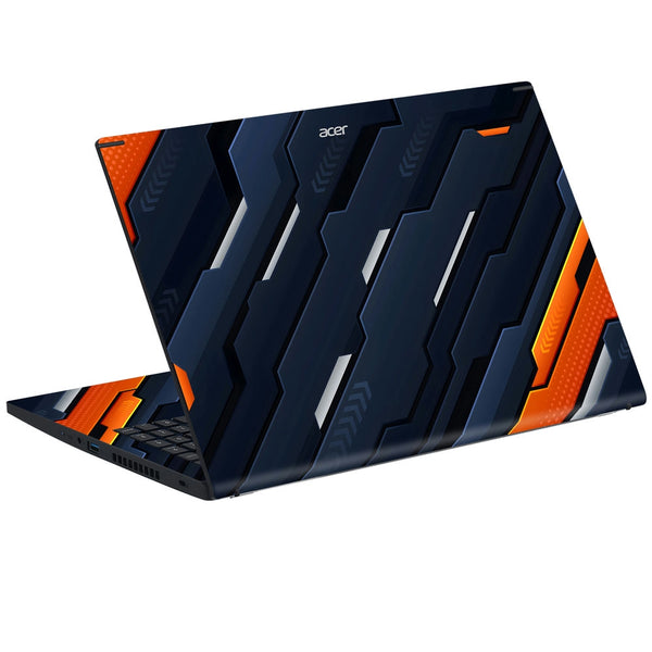 Acer Laptop Skin - Bold Orange and Navy Striped Abstract