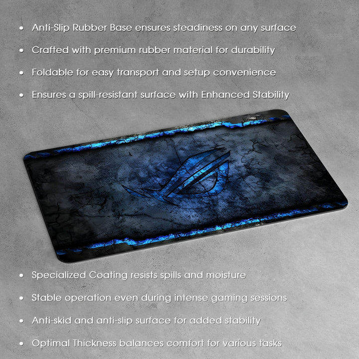 Anti-Slip Desk Mat Gaming Mouse Pad - ROG Gaming Metallic Blue