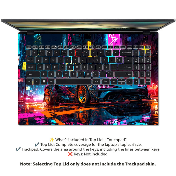 Acer Laptop Skin - Neon Supercar Chase