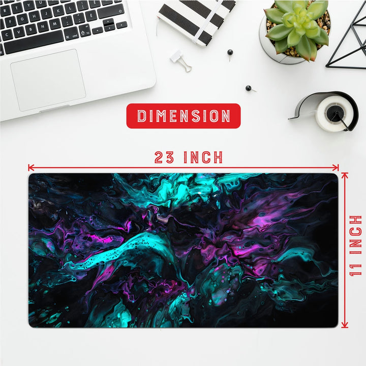 Anti-Slip Desk Mat Gaming Mouse Pad - Dark Fluid Neon Topography