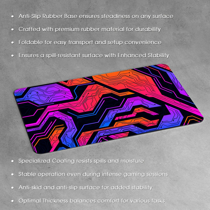 Anti-Slip Desk Mat Gaming Mouse Pad - Neon Grid