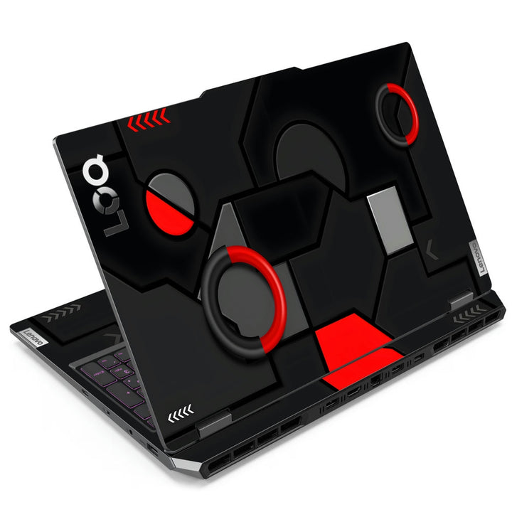 Lenovo LOQ Laptop Skin - Abstract Tech Circles with Red Accents