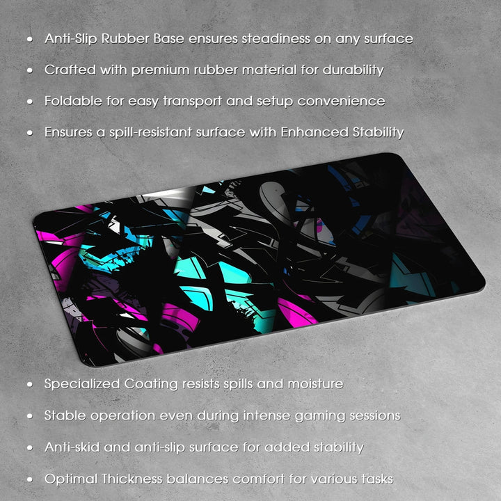 Anti-Slip Desk Mat Gaming Mouse Pad - Neon Fractals