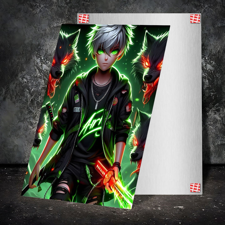 Metal Poster - Anime Green Aura Kid