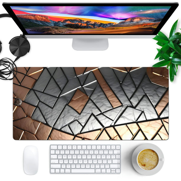 Anti-Slip Desk Mat Gaming Mouse Pad - Bronze Grid