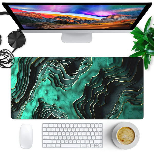 Anti-Slip Desk Mat Gaming Mouse Pad - Emerald Wave