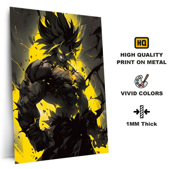 Metal Poster - Anime Goku Yellow