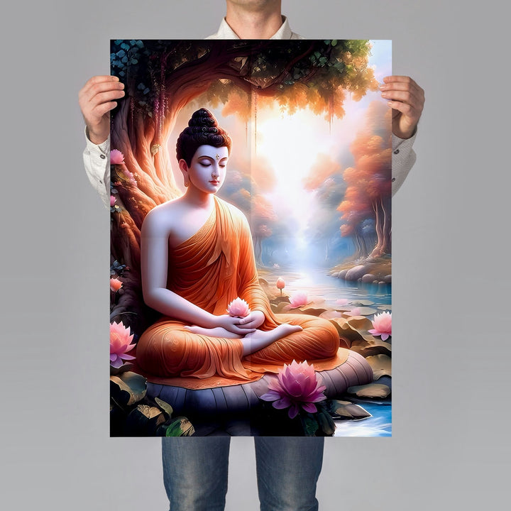 Self Adhesive Textured Vinyl Poster Peaceful Buddha