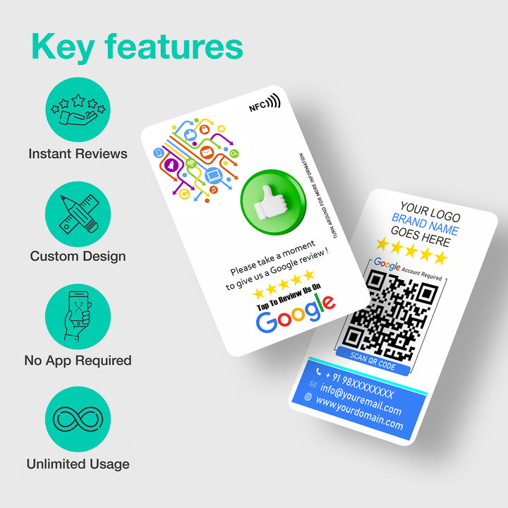 Google Review Card Vibrant Icons