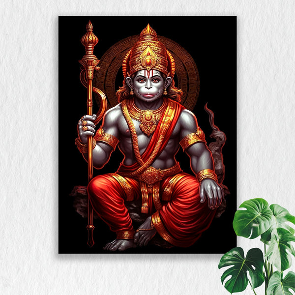 Self Adhesive Textured Vinyl Poster Mighty Hanuman with Gada