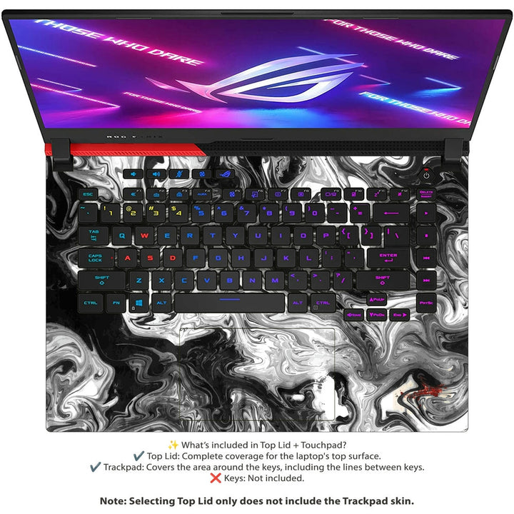 Asus Laptop Skin - Marble Black While Art