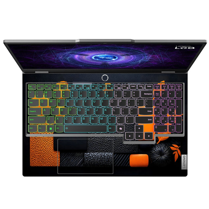 Lenovo LOQ Laptop Skin - Black and Orange Futuristic Layout