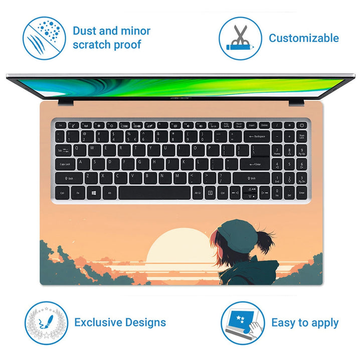 Laptop Skin - Anime Girl Watching Sunset