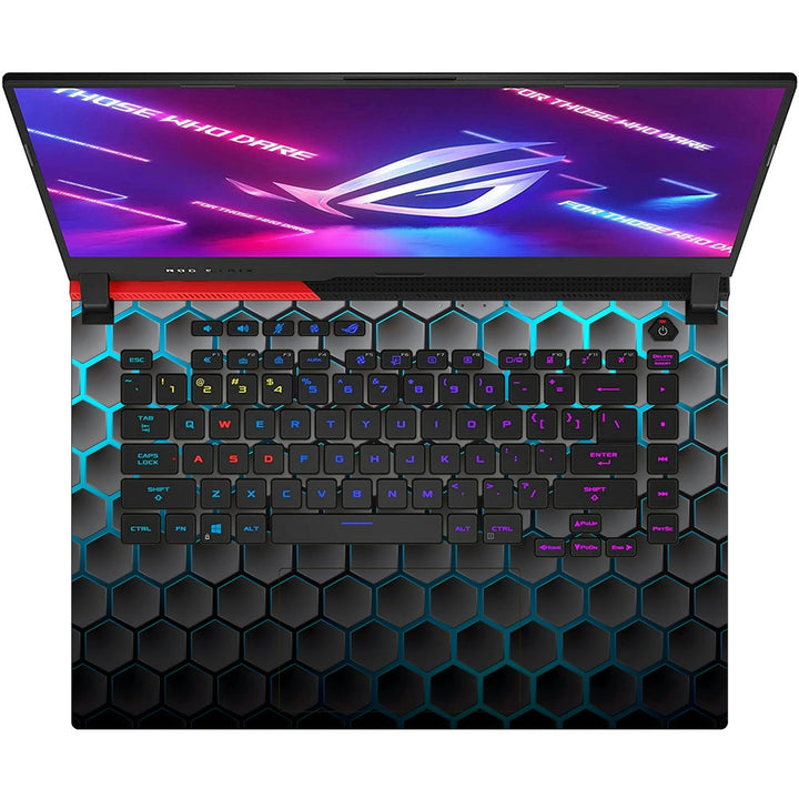 Asus Laptop Skin - Neon Blue Black Honeycomb