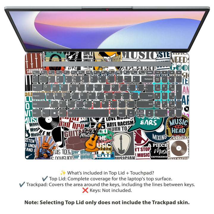 Lenovo Laptop Skin - Music Sticker Bomb