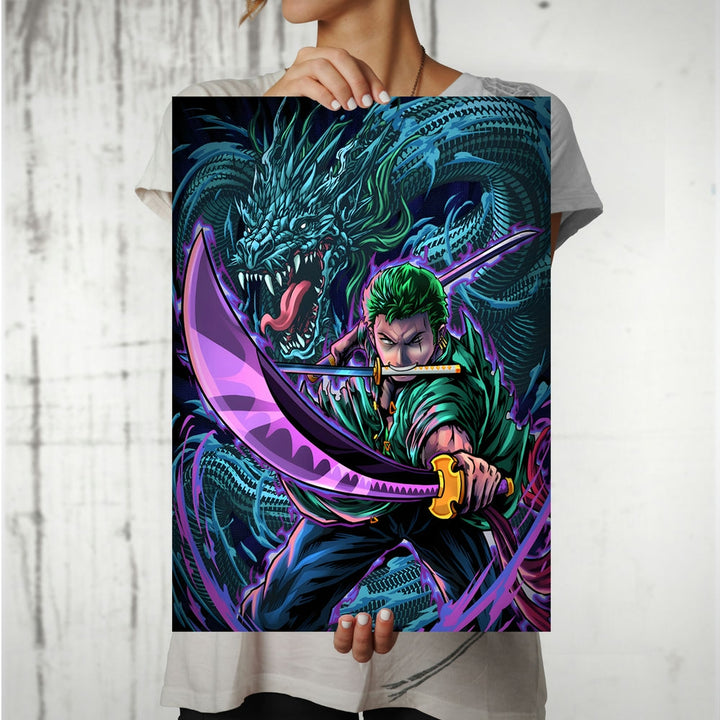 Metal Poster - Anime Roronoa Zoro Dragon twister