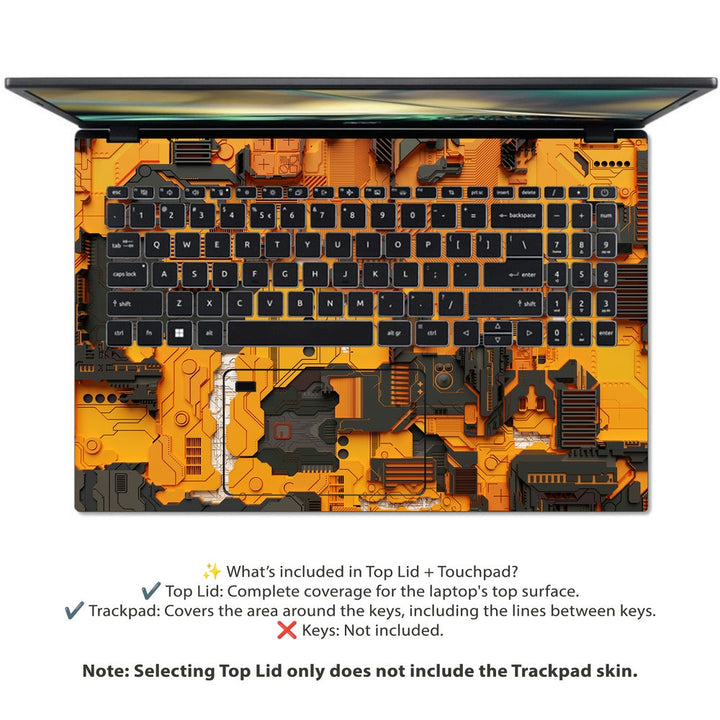 Acer Laptop Skin - Tech Yellow Circuitry