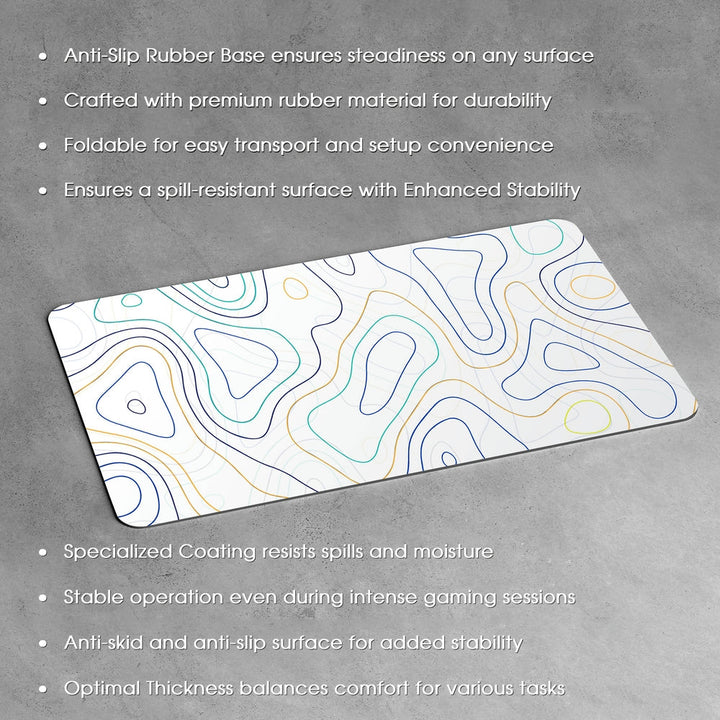 Anti-Slip Desk Mat Gaming Mouse Pad - Minimalist Contour Map