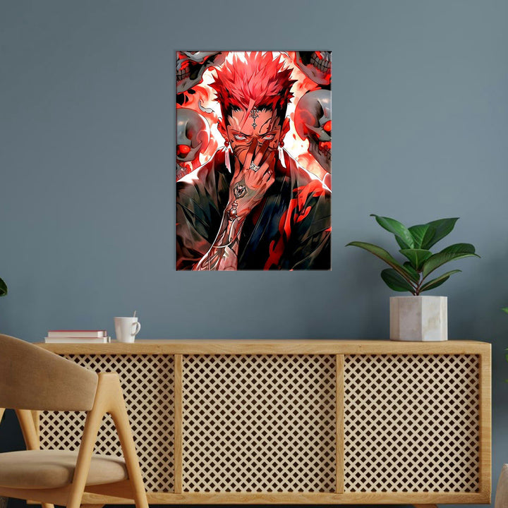 Metal Poster - Anime Red Hair Warrior