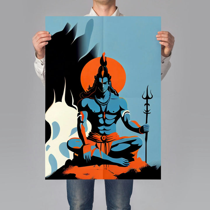 Self Adhesive Textured Vinyl Poster Minimalist Shiva with Trident