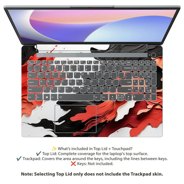 Lenovo Laptop Skin - Red Black Ink Art