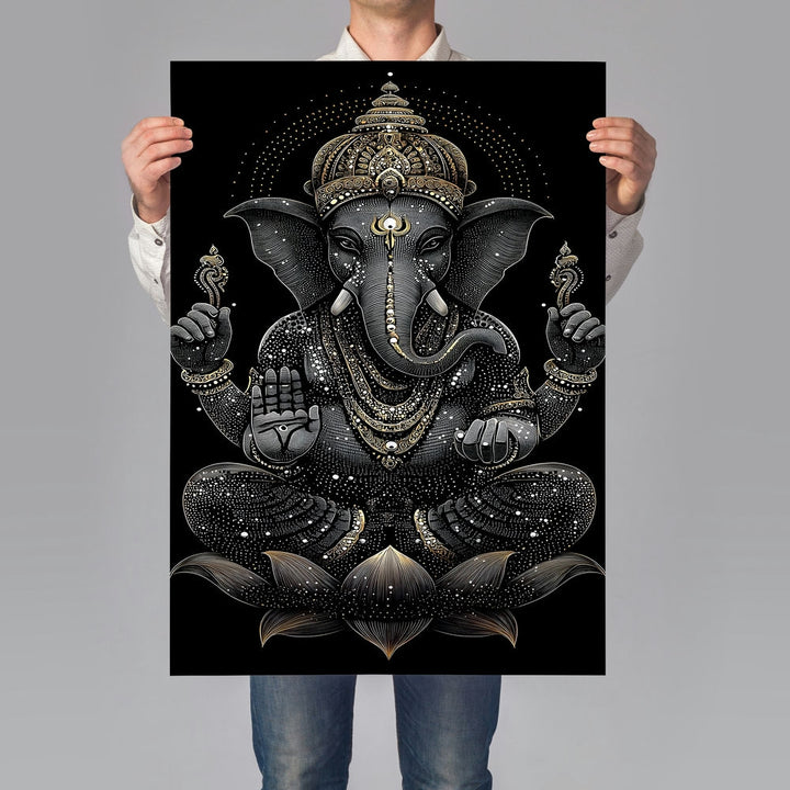 Self Adhesive Textured Vinyl Poster Divine Black Ganesha