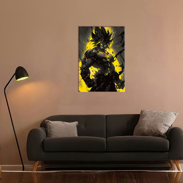 Metal Poster - Anime Goku Yellow