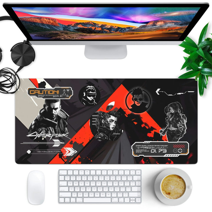 Anti-Slip Desk Mat Gaming Mouse Pad - Cyberpunk Neon Assassin