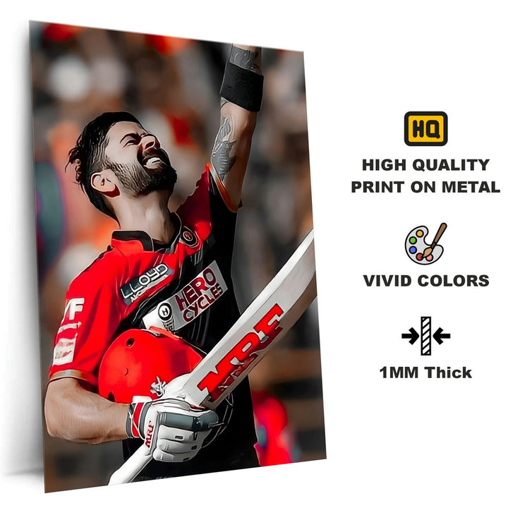 Metal Poster - Indian Cricketer Virat Kohli VK09