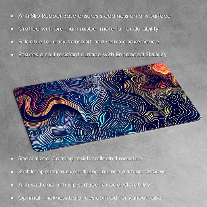 Anti-Slip Desk Mat Gaming Mouse Pad - Abstract Multi-Color Topography