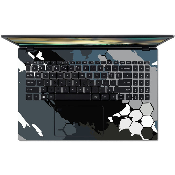 Acer Laptop Skin - Black Grey Honeycomb Art