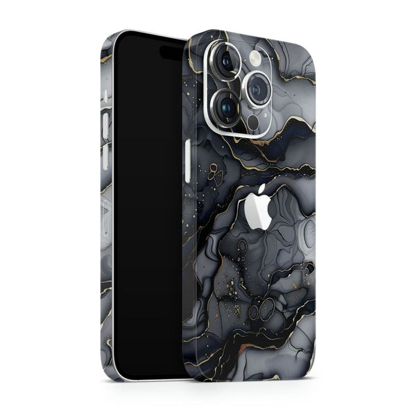 Apple iPhone Skin Wrap - Black Marble Golden Highlighter