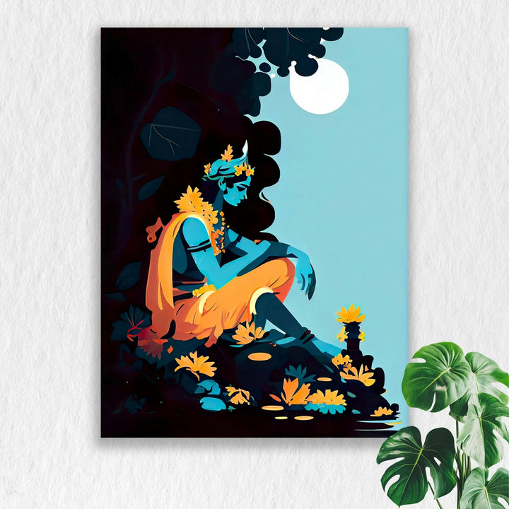 Self Adhesive Textured Vinyl Poster Meditative Krishna Art