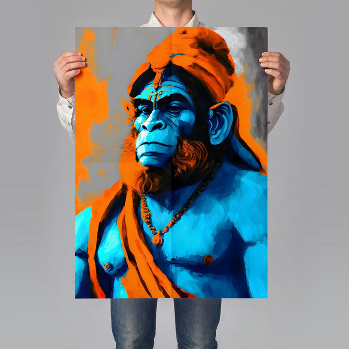 Self Adhesive Textured Vinyl Poster Lord Hanuman Spiritual Art